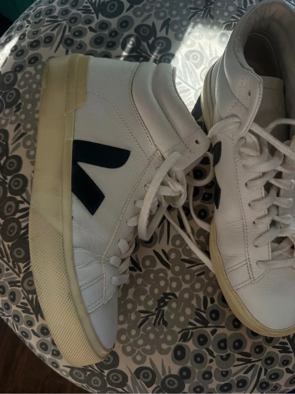 Veja White High-Top Sneakers with Black V Logo